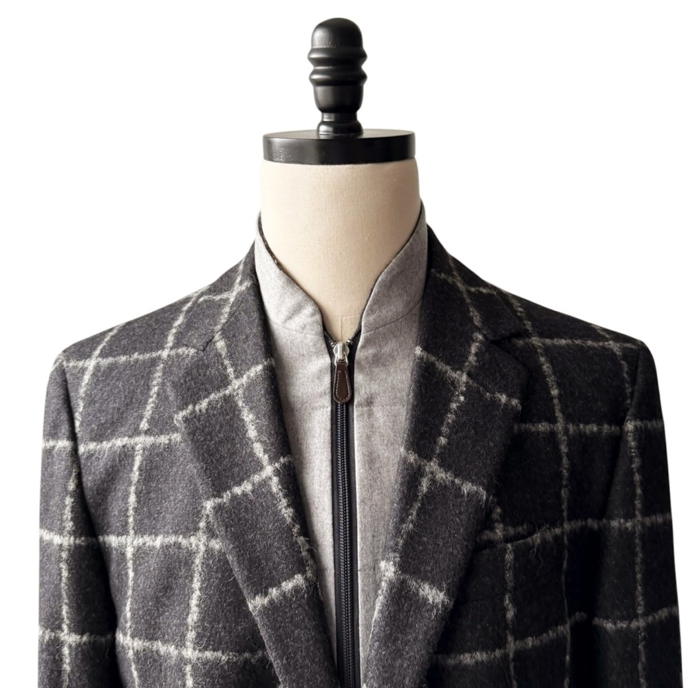 Coppley Gabe Windowpane Plaid Wool Sports Coat Blazer with Vest | 44 - Picture 2 of 12